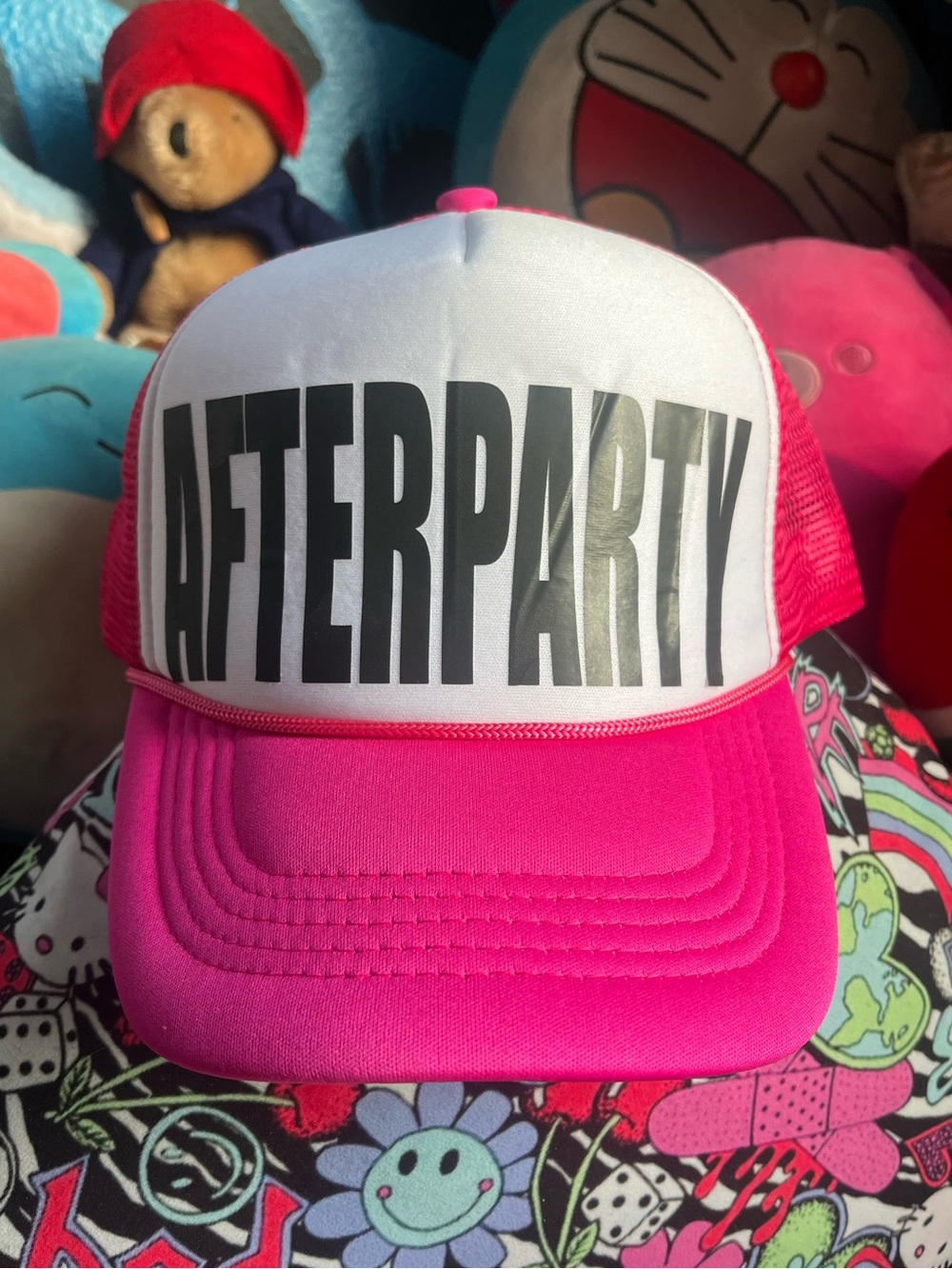 AFTERPARTY Neon pink trucker hat